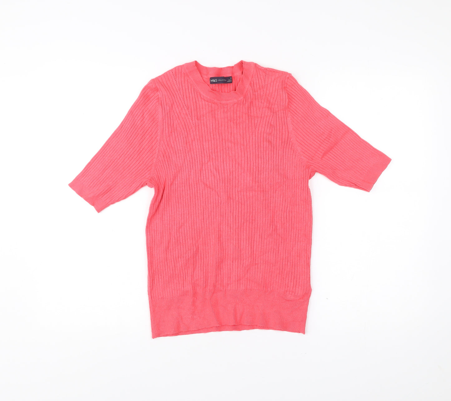 Marks and Spencer Womens Pink Size 14 Knit Short Sleeve Top