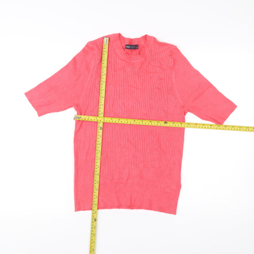 Marks and Spencer Womens Pink Size 14 Knit Short Sleeve Top
