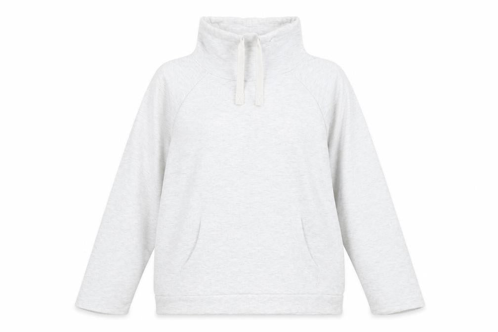 Front view of FatFace Women Grey Pullover Sweatshirt UK 12 Long Sleeve Funnel Neck