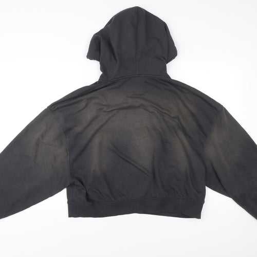 Bershka Womens Black L Hoodie Pullover NYC Graphic Cotton Blend