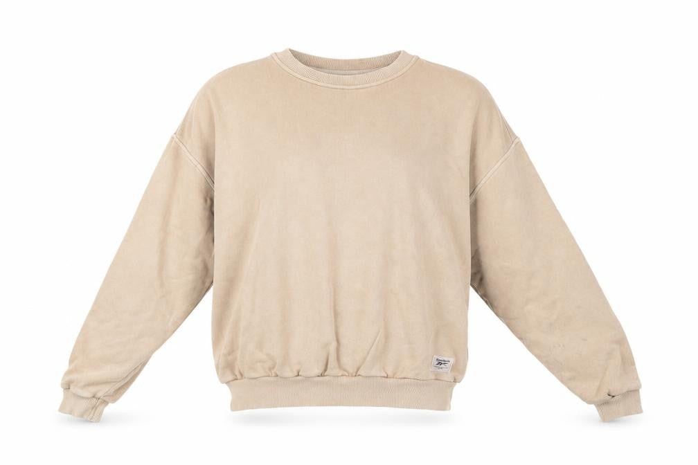 Front view of Reebok Women’s Beige Small Pullover Sweatshirt Casual Classic