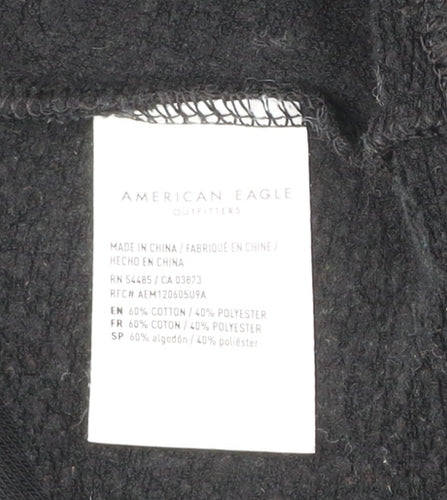 American Eagle Mens Black L Pullover Sweatshirt Crew Neck
