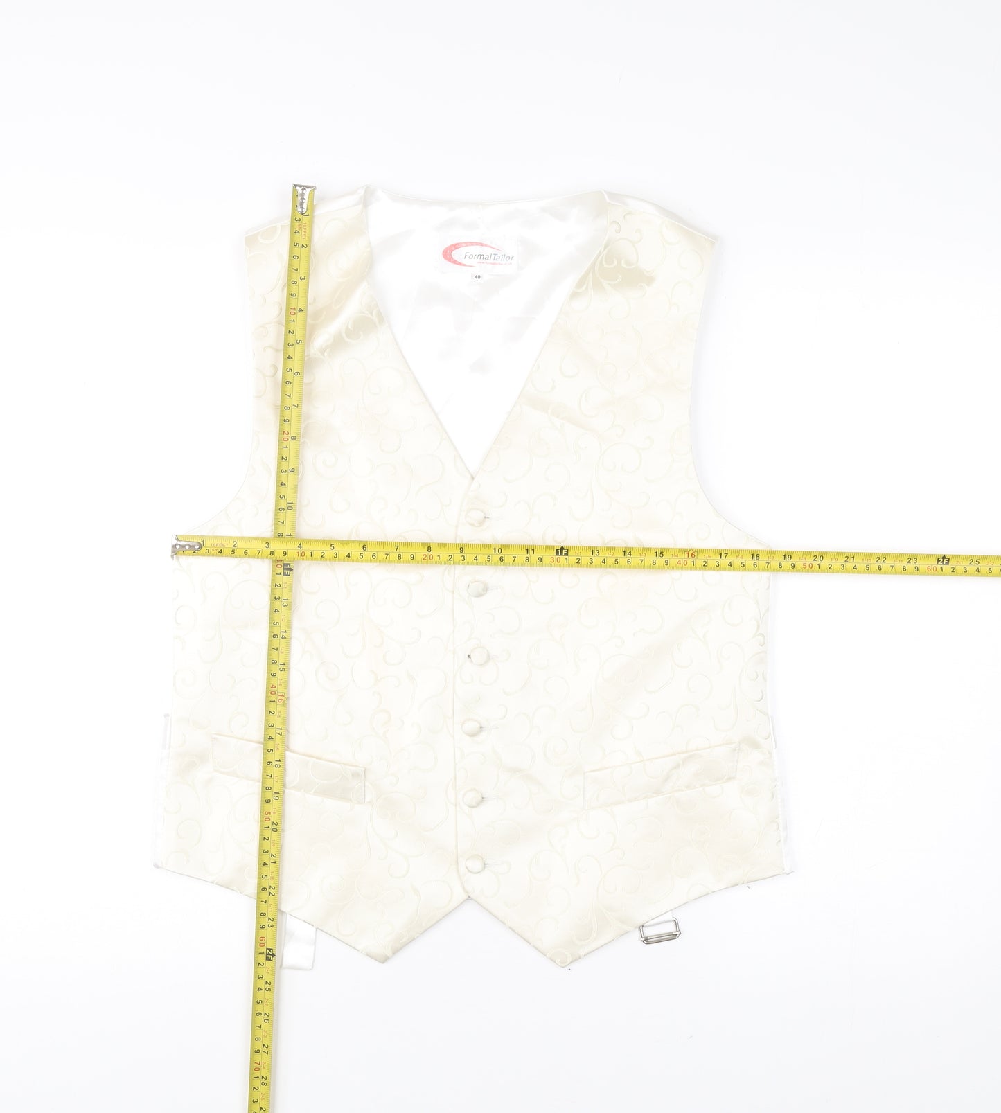 FormalTailor Men’s Ivory Satin Waistcoat 40R Wedding Party
