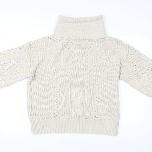 Topshop Women’s Beige Roll Neck Chunky Knit Jumper Size M