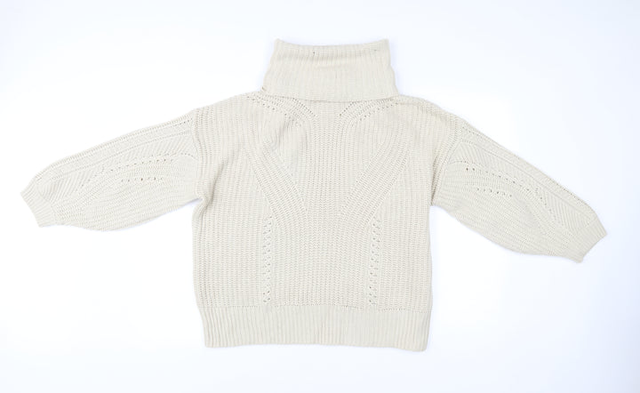 Topshop Women’s Beige Roll Neck Chunky Knit Jumper Size M