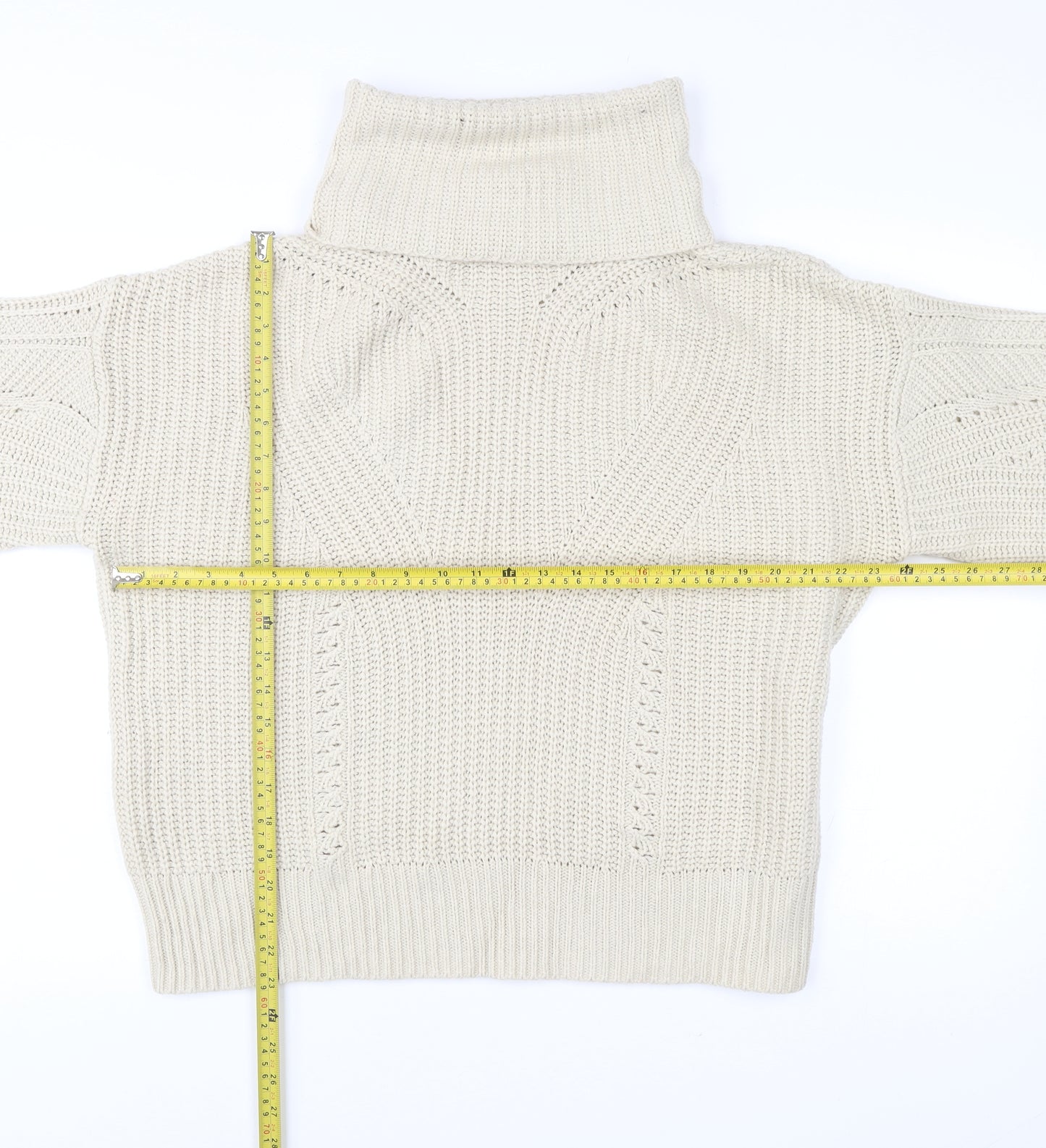 Topshop Women’s Beige Roll Neck Chunky Knit Jumper Size M