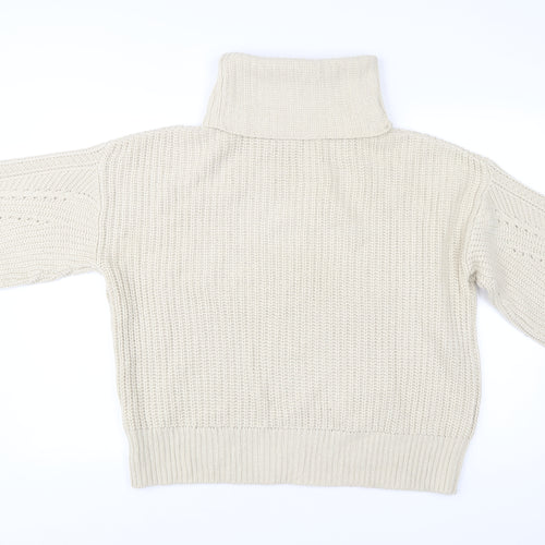 Topshop Women’s Beige Roll Neck Chunky Knit Jumper Size M