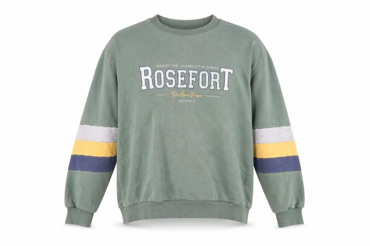 Pull&Bear Men’s Green Sweatshirt M Logo Graphic Pullover Crew Neck