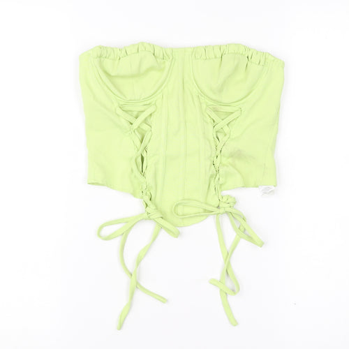 PrettyLittleThing Women’s Green Size 10 Strapless Corset Top