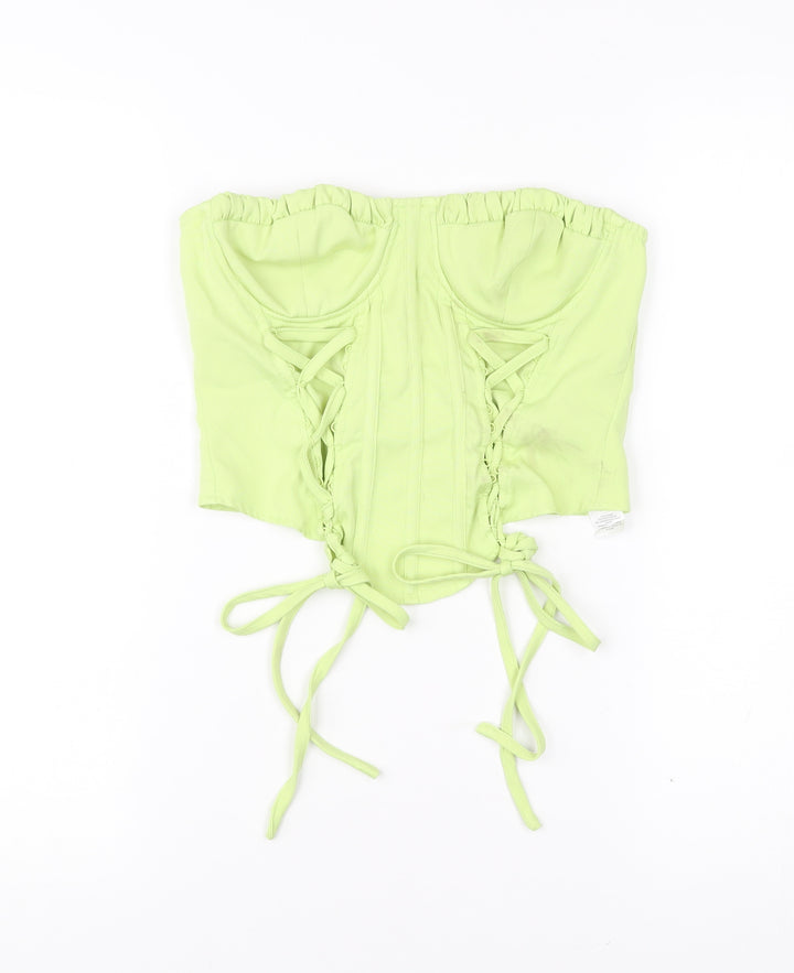 PrettyLittleThing Women’s Green Size 10 Strapless Corset Top