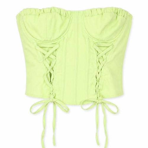 PrettyLittleThing Women’s Green Size 10 Strapless Corset Top
