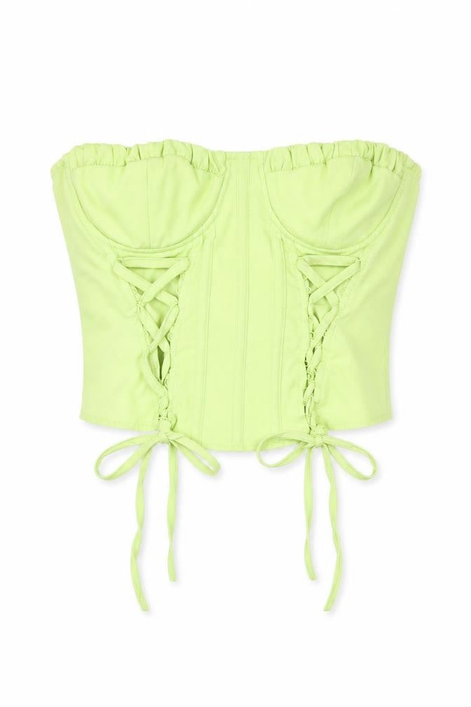 PrettyLittleThing Women’s Green Size 10 Strapless Corset Top