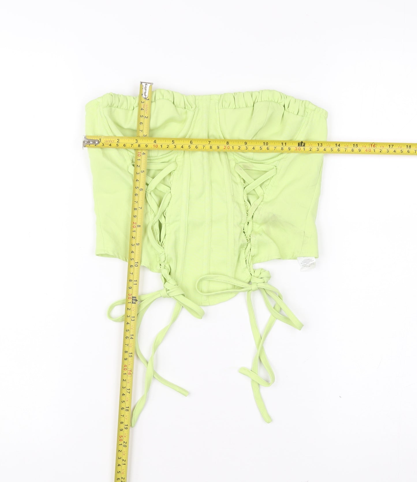 PrettyLittleThing Women’s Green Size 10 Strapless Corset Top