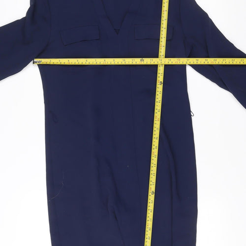 Adrienne Vittadini Women’s Blue Shift Dress Size 6 Long Sleeve Workwear