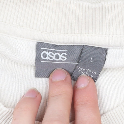 ASOS Men’s Beige Crew Neck Pullover Sweatshirt Size L