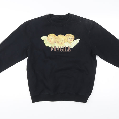 Minga London Womens Black Angel Print Fragile Sweatshirt XS UK 6