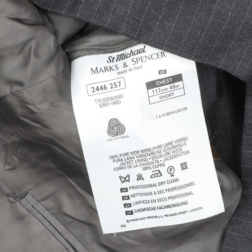 Marks & Spencer Men’s Grey 46S Wool Pinstripe Blazer Jacket