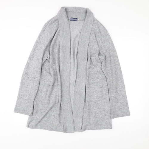 Mix El Womens Grey L Cardigan Knit Long Sleeve Open Front
