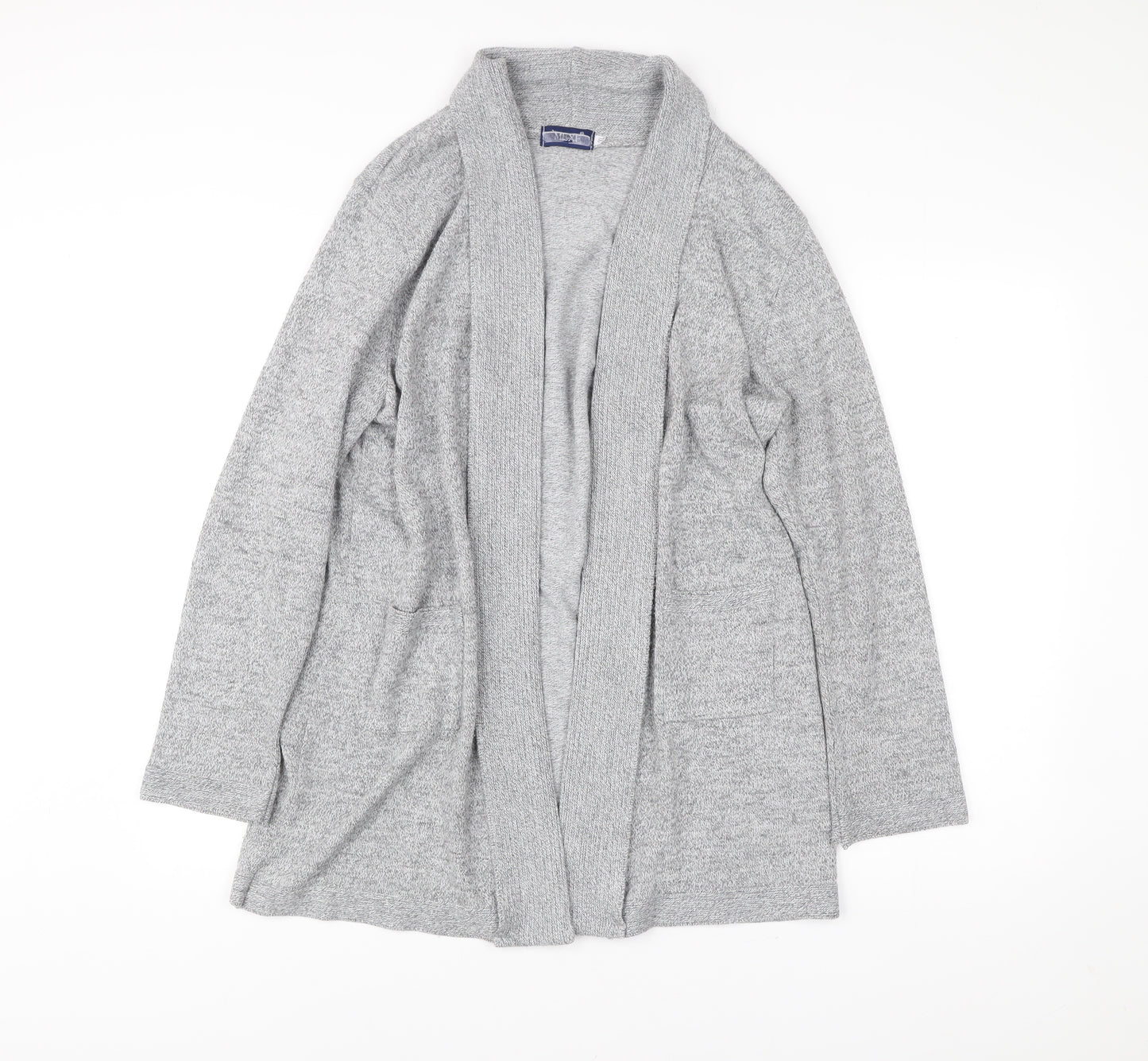 Mix El Womens Grey L Cardigan Knit Long Sleeve Open Front