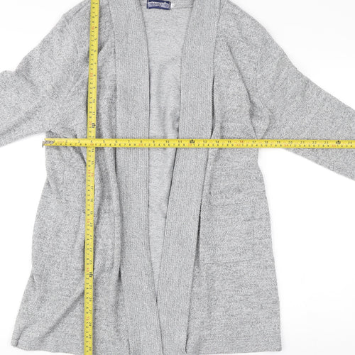 Mix El Womens Grey L Cardigan Knit Long Sleeve Open Front