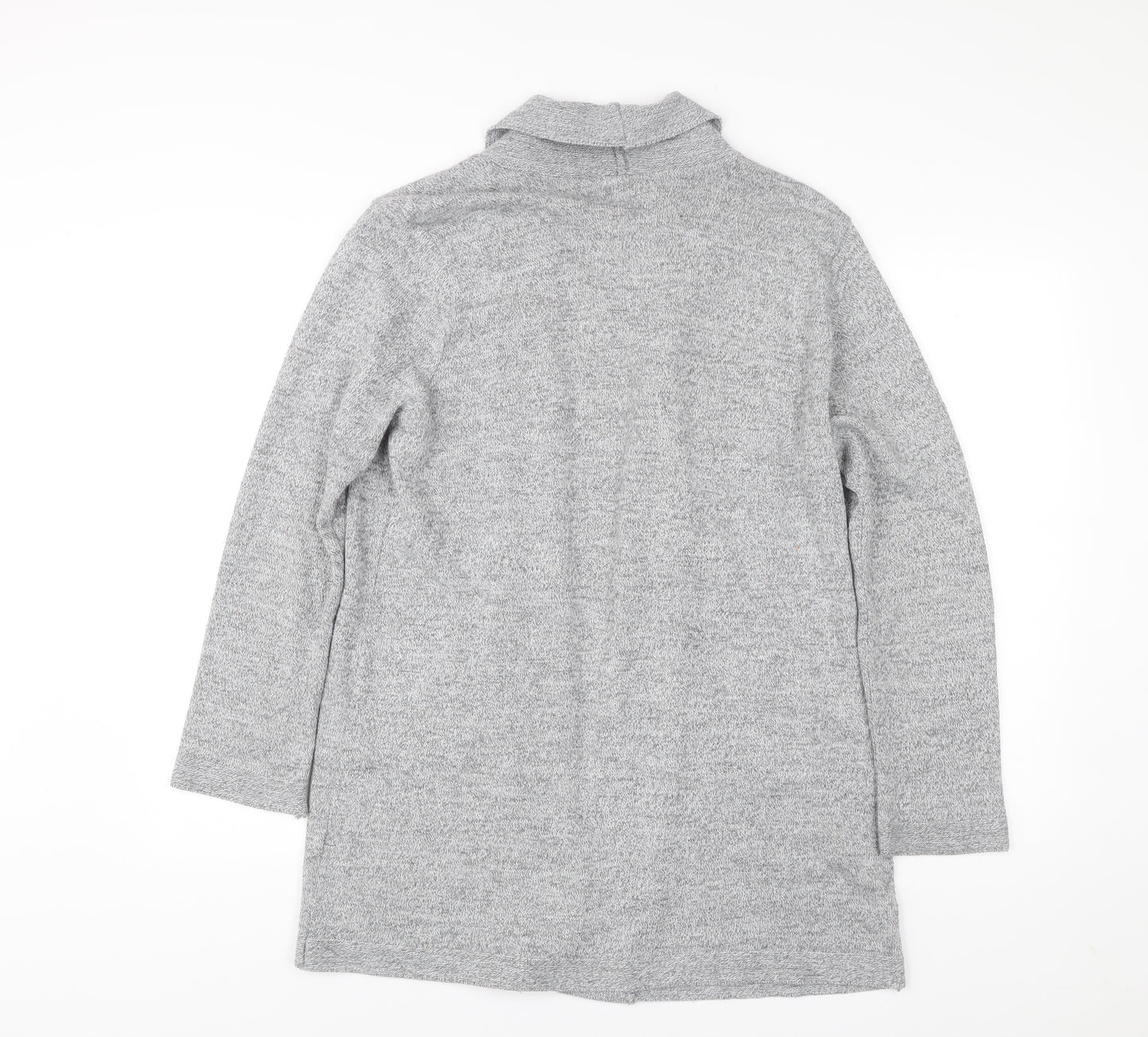Mix El Womens Grey L Cardigan Knit Long Sleeve Open Front
