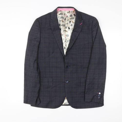 Harry Brown Men's Blue Slim Fit Check Blazer Jacket 40R
