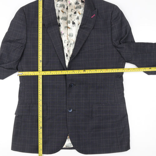 Harry Brown Men's Blue Slim Fit Check Blazer Jacket 40R