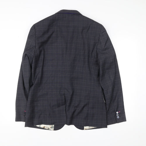Harry Brown Men's Blue Slim Fit Check Blazer Jacket 40R