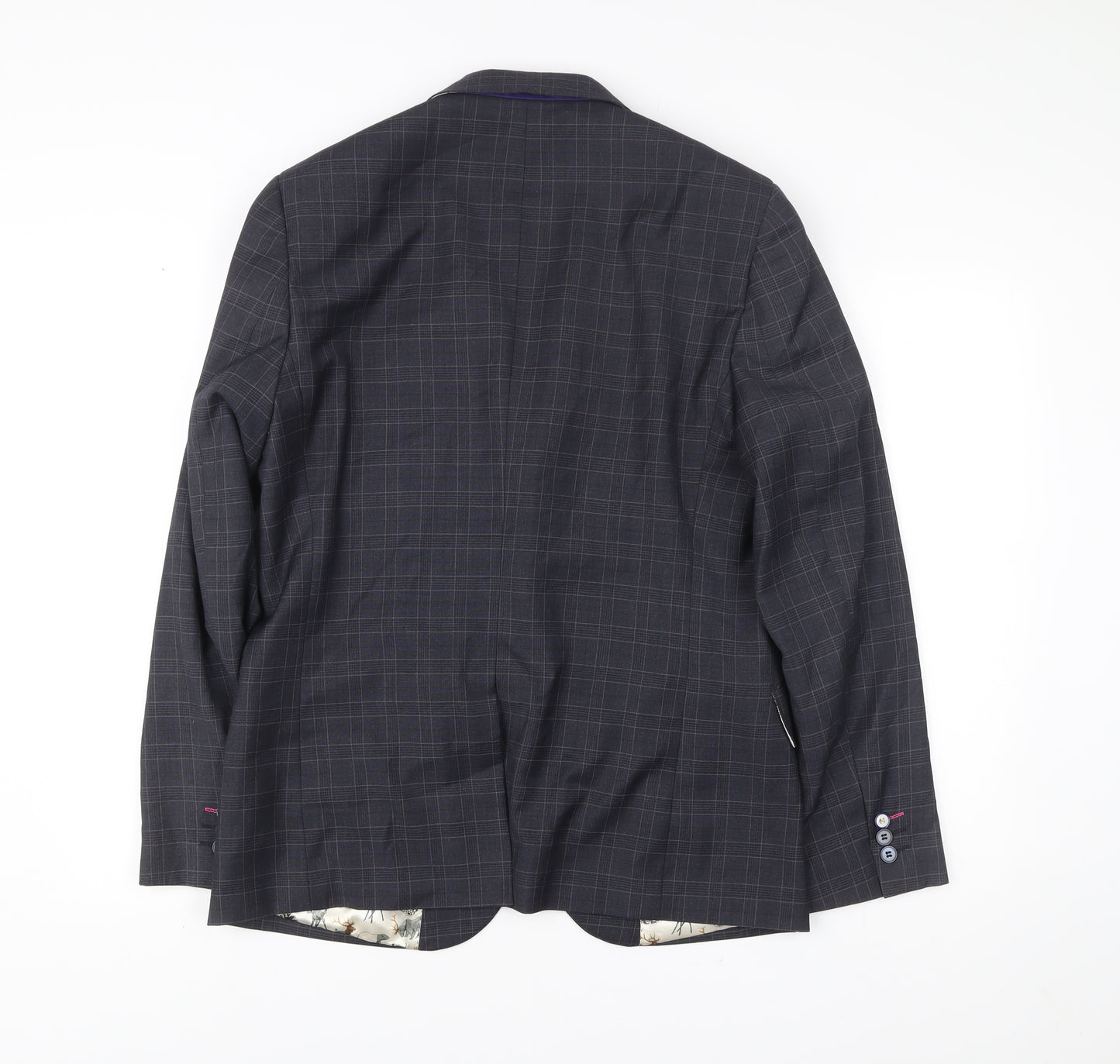 Harry Brown Men's Blue Slim Fit Check Blazer Jacket 40R