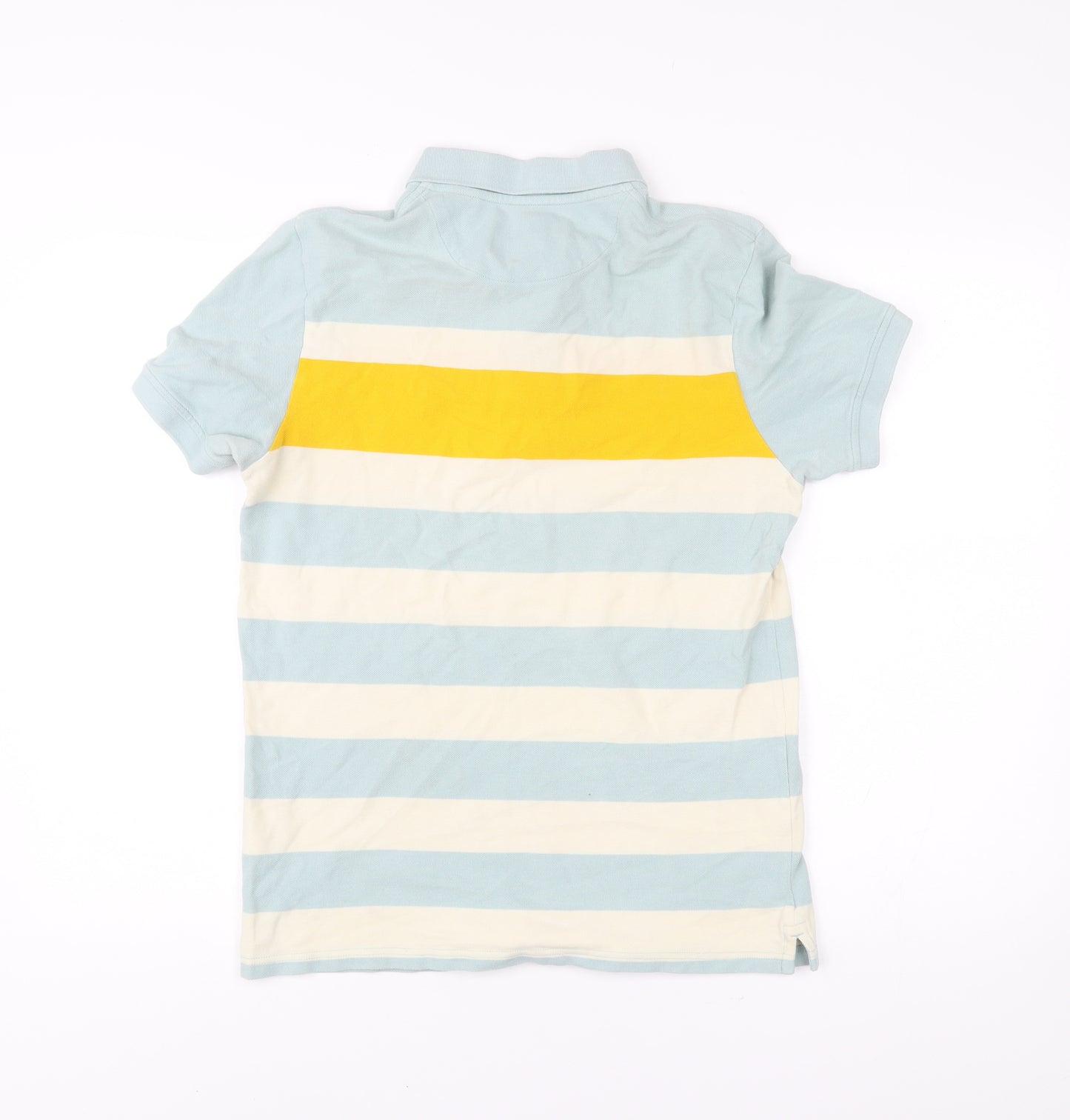 Lyle & Scott Men’s Blue Yellow Striped Cotton Polo Shirt Size M