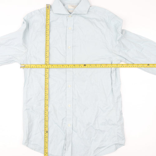 Moss Men’s Blue Slim Fit 15.5in Cotton Long Sleeve Shirt