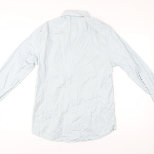 Moss Men’s Blue Slim Fit 15.5in Cotton Long Sleeve Shirt