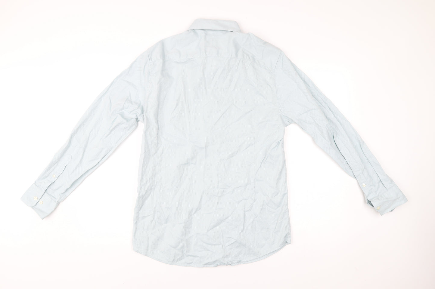 Moss Men’s Blue Slim Fit 15.5in Cotton Long Sleeve Shirt