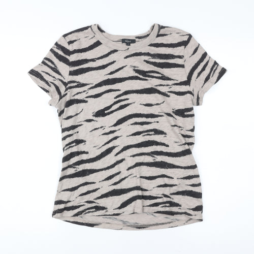 Rails Womens Beige Animal Print T-Shirt Size S Short Sleeve Cotton