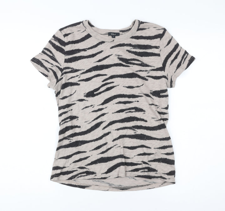 Rails Womens Beige Animal Print T-Shirt Size S Short Sleeve Cotton