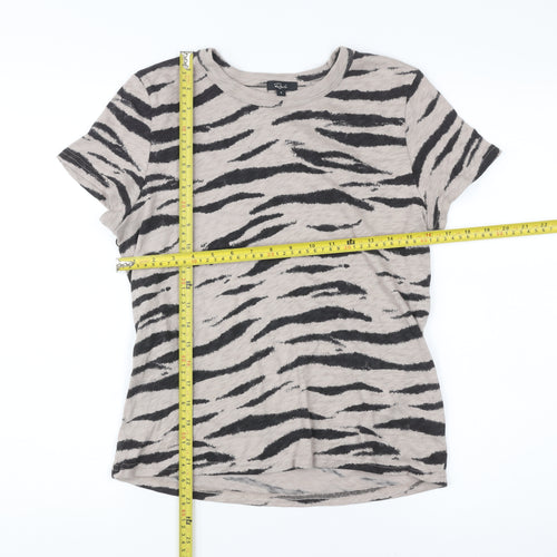 Rails Womens Beige Animal Print T-Shirt Size S Short Sleeve Cotton