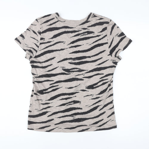 Rails Womens Beige Animal Print T-Shirt Size S Short Sleeve Cotton