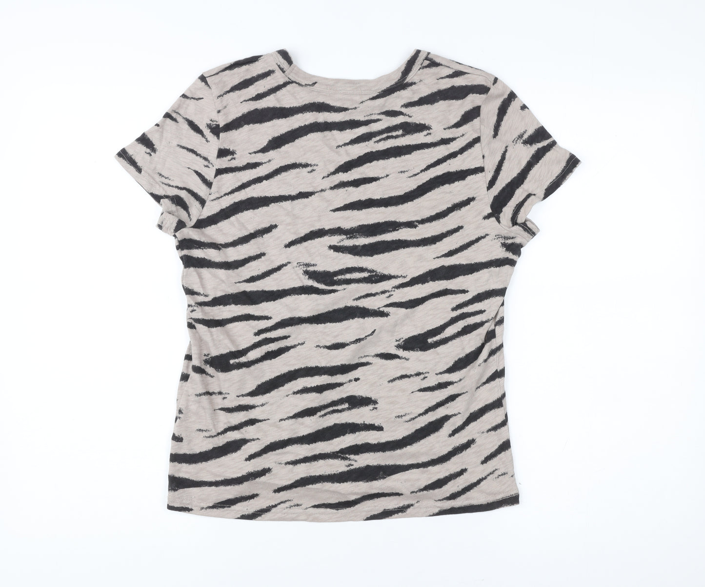 Rails Womens Beige Animal Print T-Shirt Size S Short Sleeve Cotton