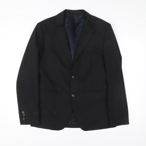 Benetton Mens Black Blazer Jacket Size 50 Chest 40 Two Button Formal