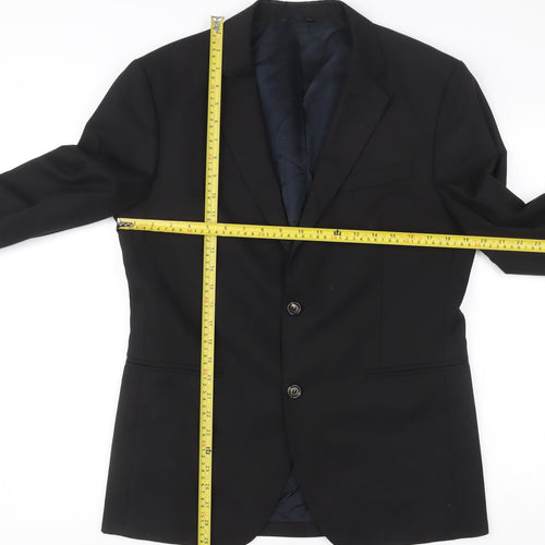 Benetton Mens Black Blazer Jacket Size 50 Chest 40 Two Button Formal