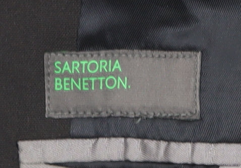 Benetton Mens Black Blazer Jacket Size 50 Chest 40 Two Button Formal
