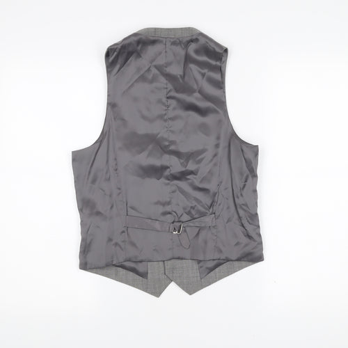 Topman Men's Grey Waistcoat Size 36 Slim Fit Wool Blend Formal