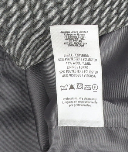 Topman Men's Grey Waistcoat Size 36 Slim Fit Wool Blend Formal