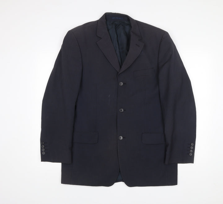 Moss Mens Blue Wool Suit Jacket 40 Chest Regular Fit Business Blazer