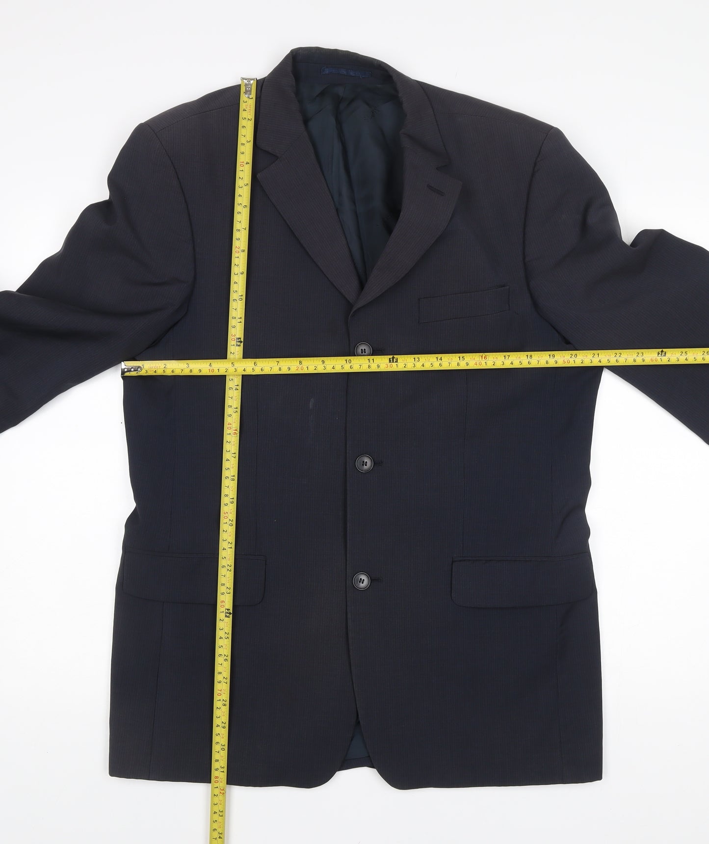 Moss Mens Blue Wool Suit Jacket 40 Chest Regular Fit Business Blazer