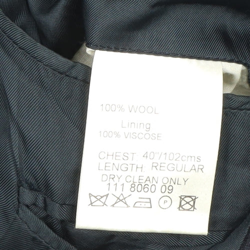 Moss Mens Blue Wool Suit Jacket 40 Chest Regular Fit Business Blazer