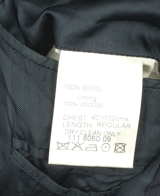 Moss Mens Blue Wool Suit Jacket 40 Chest Regular Fit Business Blazer