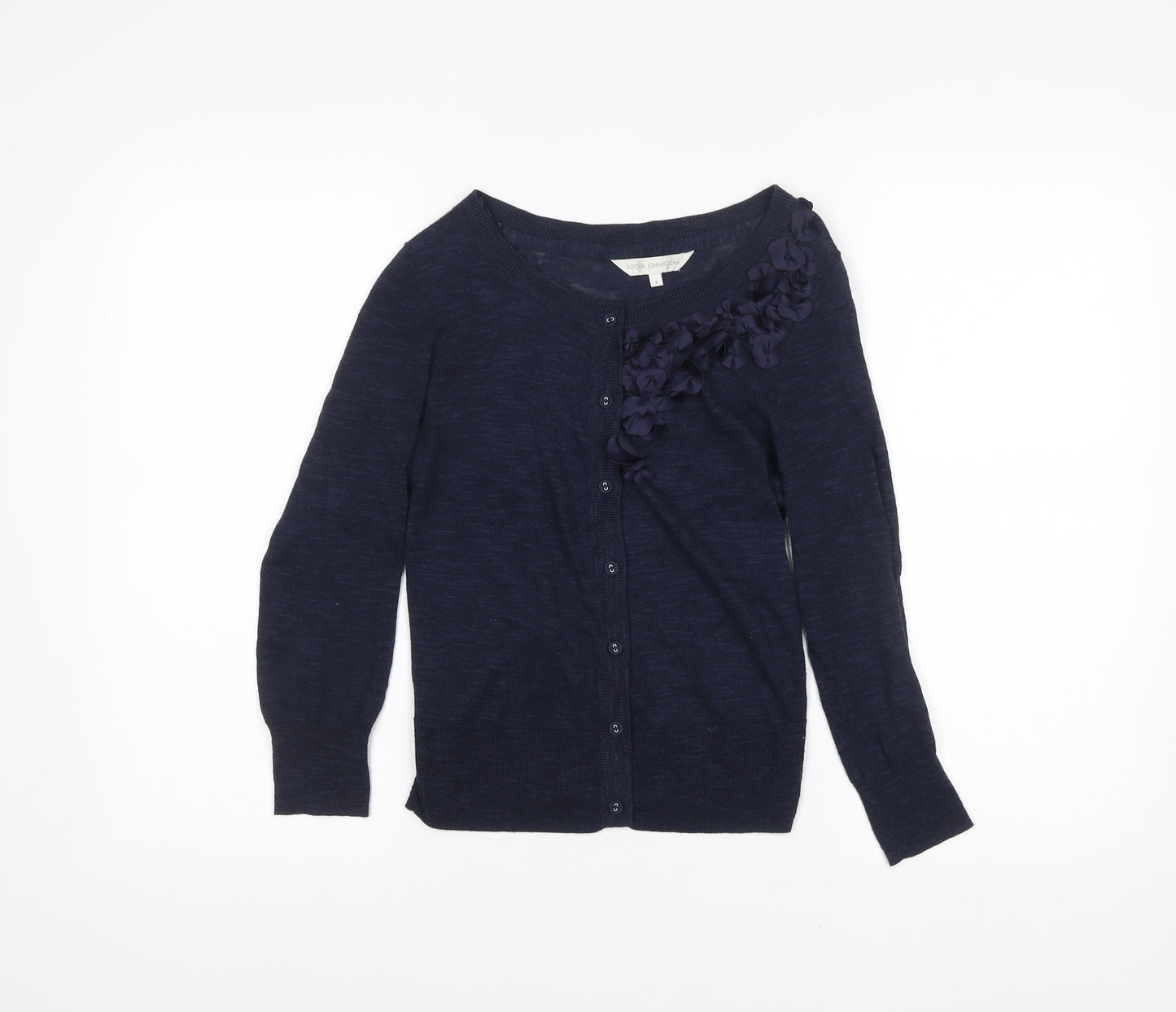 Rocha John Rocha Womens Blue Size 8 Cardigan Crew Neck Long Sleeve