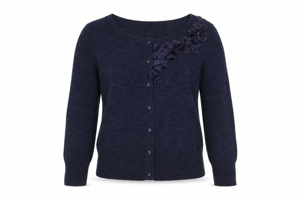 Rocha John Rocha Womens Blue Size 8 Cardigan Crew Neck Long Sleeve