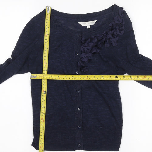 Rocha John Rocha Womens Blue Size 8 Cardigan Crew Neck Long Sleeve